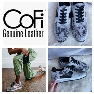 CoFi Womens Cofi Leathers Snake Suede Leather Sneakers Size 9